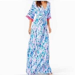 Lilly Pulitzer Maxi Dress | Parigi Skim Blue Reel Nauti | Size Medium | EUC